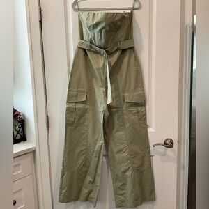 Zara Sage Green Strapless Jumpsuit